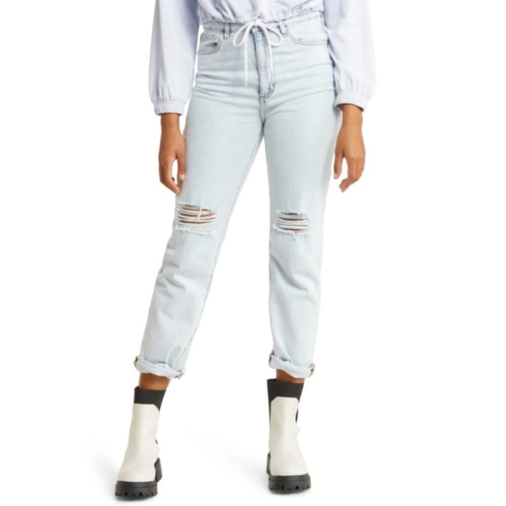 WEWOREWHAT Womens 29 High Rise Curvy Crop Jeans Super Light Wash NEW